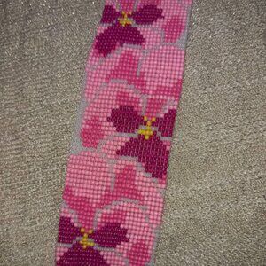 ✨ NWT Handmade Floral Beaded Cuff - Stainless Steel ✨